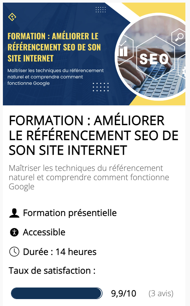 FORMATION : AMÉLIORER LE RÉFÉRENCEMENT SEO DE SON SITE INTERNET