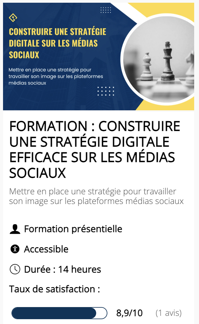 FORMATION : CONSTRUIRE UNE STRATÉGIE DIGITALE EFFICACE SUR LES MÉDIAS SOCIAUX