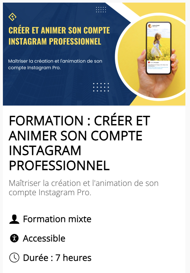 FORMATION : CRÉER ET ANIMER SON COMPTE INSTAGRAM PROFESSIONNEL