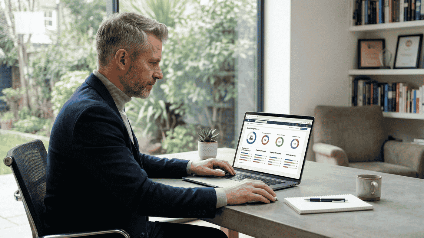 dirigeant travaillant sur son SSI LinkedIn